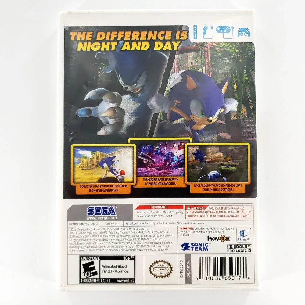 Sonic Unleashed (Nintendo Wii, 2008) No Manual Tested & Works